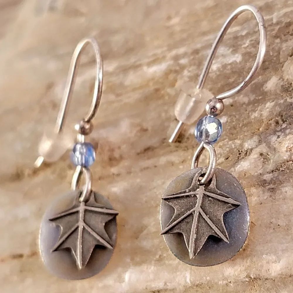 Maple Leaf Enamel Handcrafted Earrings